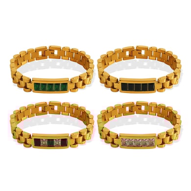 1 Piece Simple Series Retro Geometric Stainless Steel 18K Gold Plated Zircon Women Chain Bracelets h5 Picture9