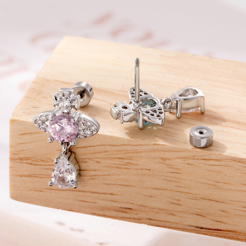 1 Pair Simple Series Simple Droplet Titanium Steel No Plating Material Zircon Women's Stud Earrings Picture9