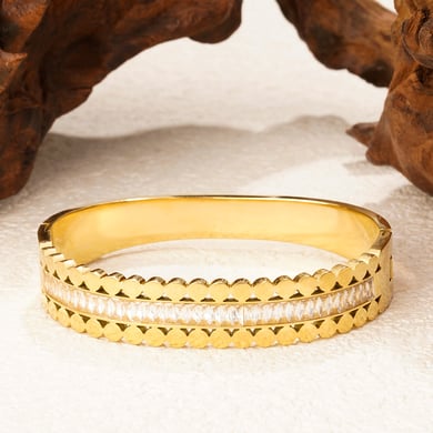 1 Piece Sophisticated Series Elegant Circle Stainless Steel Gold Color Women's Bangles h5 Picture4