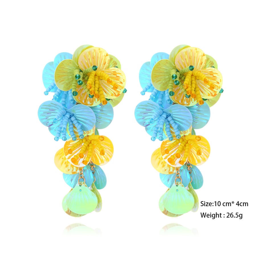 1 Pair Romantic Colorful Sequins Beads Flower Floral Earrings Picture7