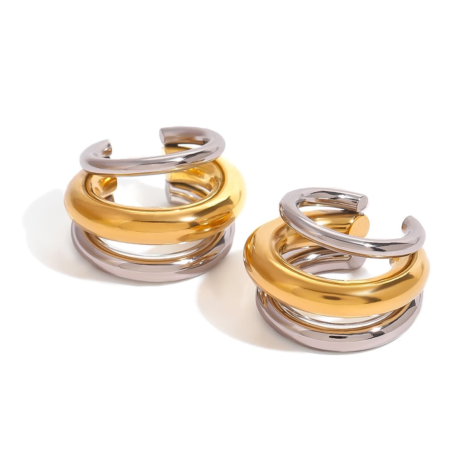 1 Paar Simple Series Casual Patchwork Edelstahl 18 Karat vergoldet Damen Clip-on Ohrringe Bild6