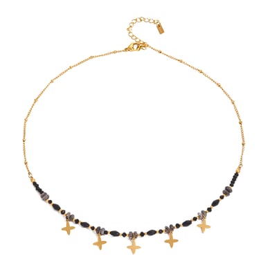 1 Stück Simple Series Elegante Perlen Edelstahl 18 Karat vergoldet Naturstein Damen Anhänger Halsketten h5 Bild5