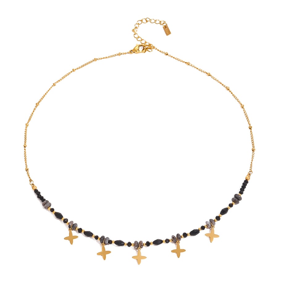1 Stück Simple Series Elegante Perlen Edelstahl 18 Karat vergoldet Naturstein Damen Anhänger Halsketten Bild5