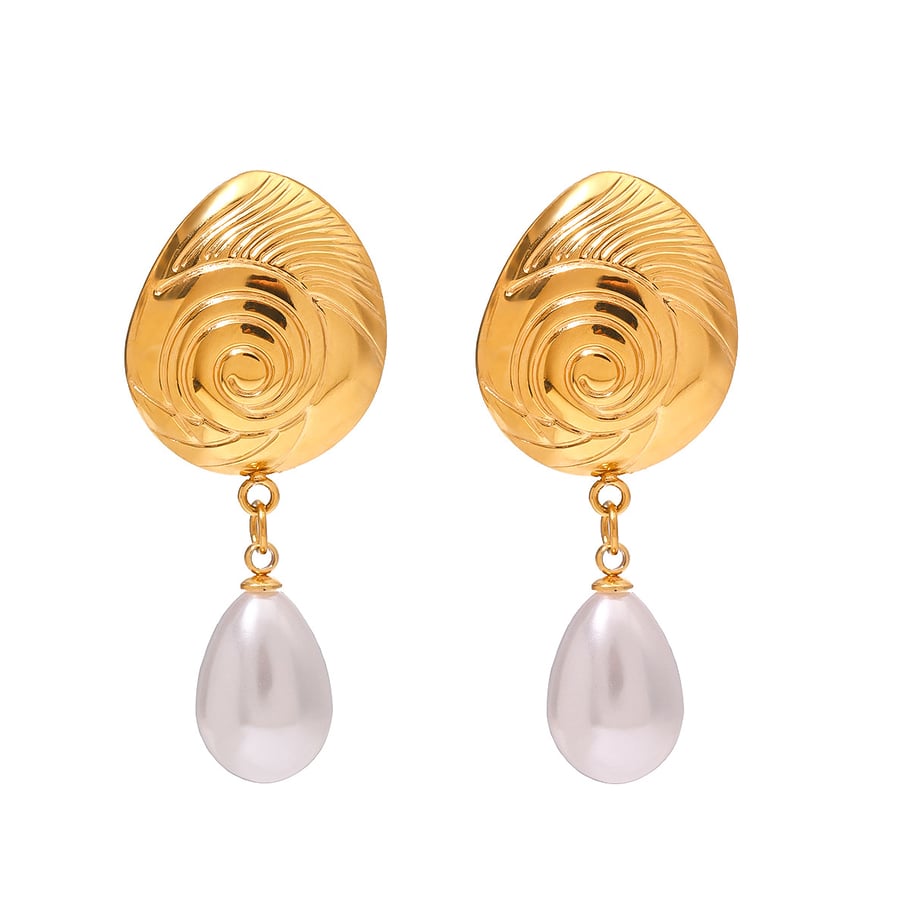 1 Pair Simple Series Elegant Turtle Stainless Steel 18K Gold Plated Artificial Pearl Women Drop Earrings Picture6