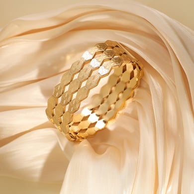 1 Piece Minimalist Series Elegant Hexagon Shape Stainless Steel Gold Color Women's Bangles h5 Picture5
