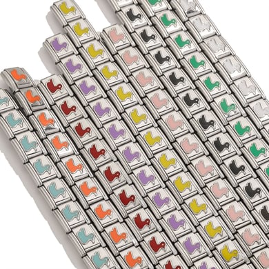 1 Piece Simple Series Duck Shape Elasticated Quadrate Stainless Steel Silver Color DIY Unisex Chain Bracelets h5 Picture6