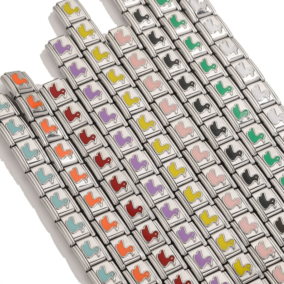 1 Piece Simple Series Duck Shape Elasticated Quadrate Stainless Steel Silver Color DIY Unisex Chain Bracelets Picture6