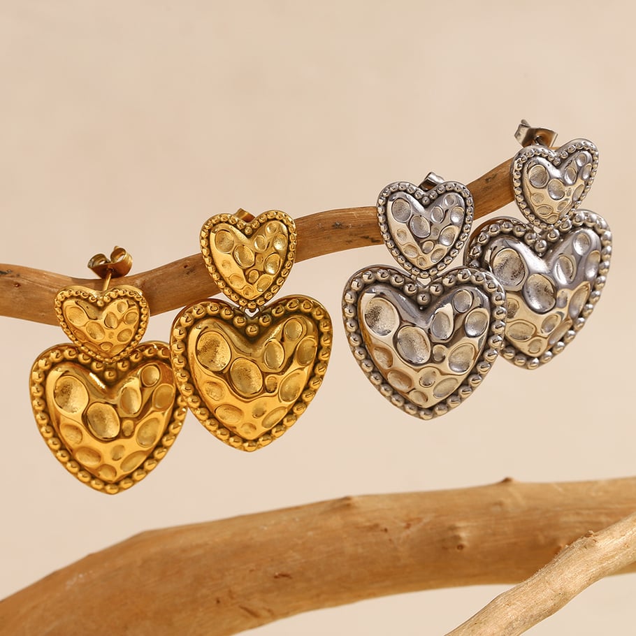 1 Pair Romantic Series Cute Love/Heart Shape Stainless Steel   Gold Color  Women's Stud Earrings Picture4