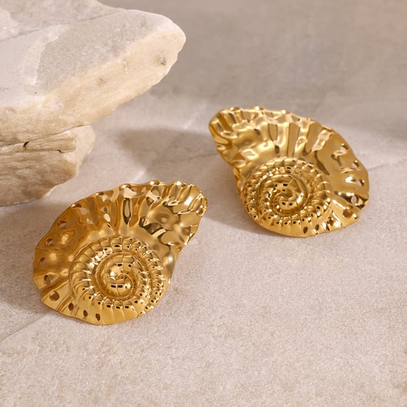 1 paire de boucles d&#39;oreilles à tige en acier inoxydable plaqué or 18 carats pour femme, série Simple Vacation Turtle 2
