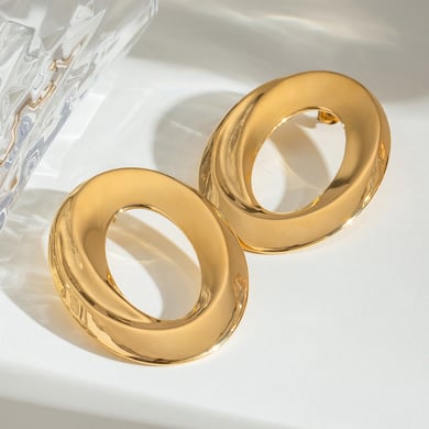 1 Pair Simple Series Daily Geometric Stainless Steel 18K Gold Plated Women Stud Earrings h5 Picture3