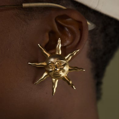 1 Pair Simple Series Retro Sun/Moon Stainless Steel 18K Gold Plated Women Stud Earrings h5 Picture5