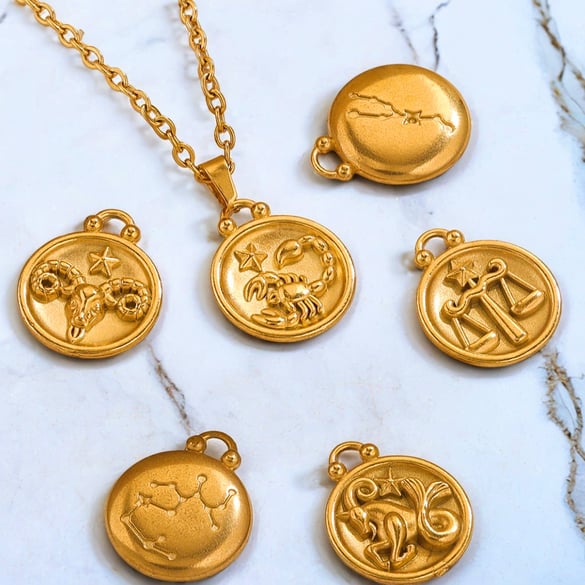 1 par de colgantes unisex con diseño geométrico clásico de la serie Simple chapados en oro de 18 quilates