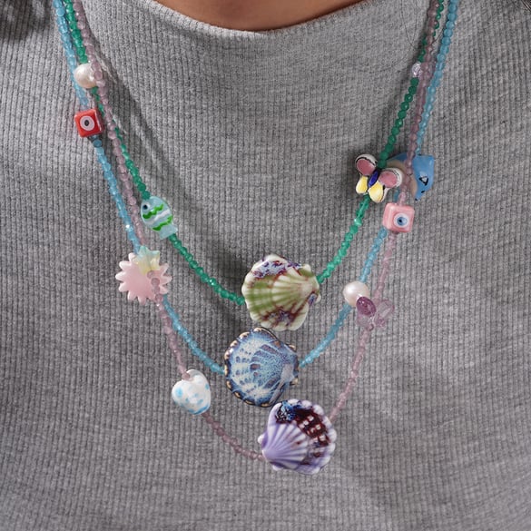 1 Piece Polychrome Series Vacation Intricate Conch Ceramics Crystal Women's Pendant Necklaces 2