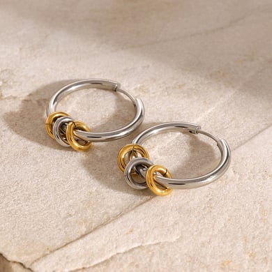 1 Pair Simple Series ins style Geometric Stainless Steel 18K Gold Plated Women Hoop Earrings h5 Picture4