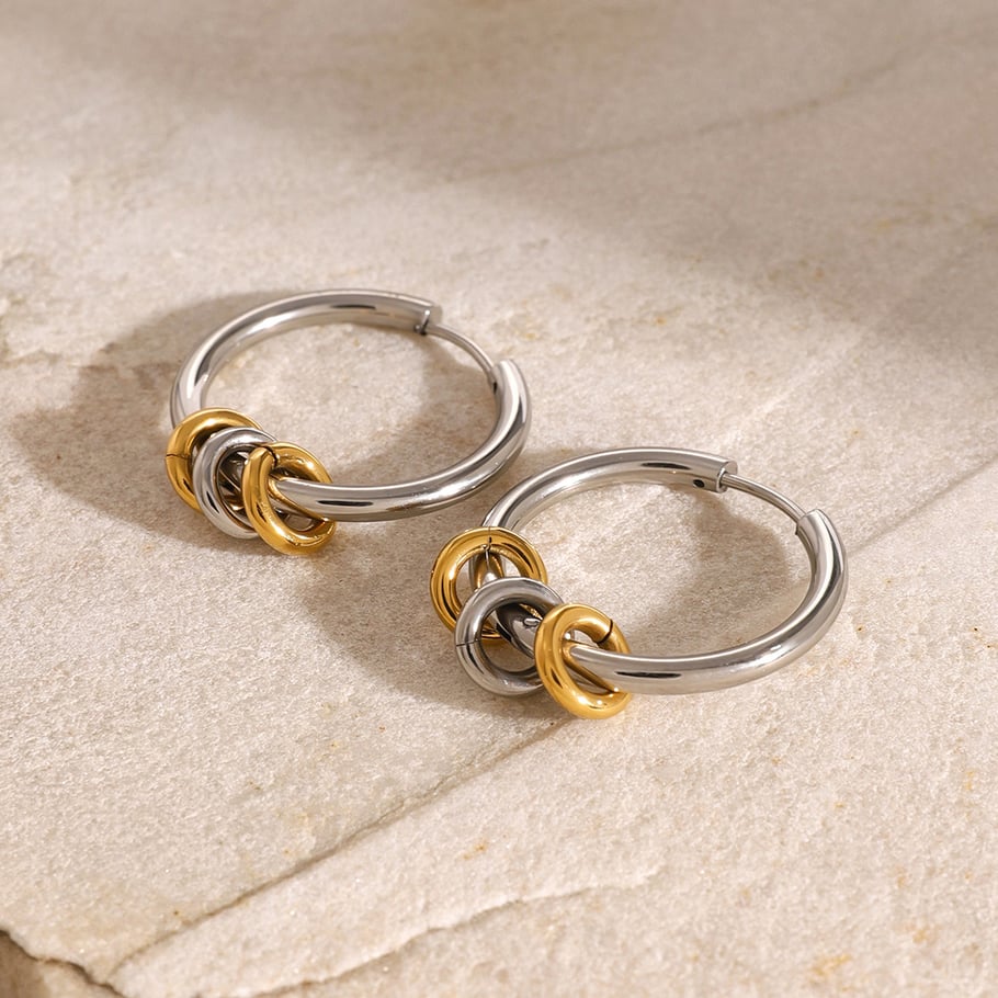 1 Pair Simple Series ins style Geometric Stainless Steel 18K Gold Plated Women Hoop Earrings Picture4