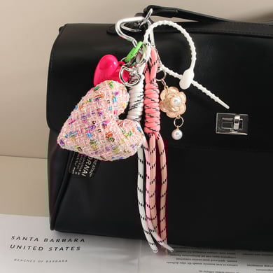 1 Piece Stylish Series Elegant Plaid Heart Shape Garniture Rayon Women's Bag Charms h5 Picture4