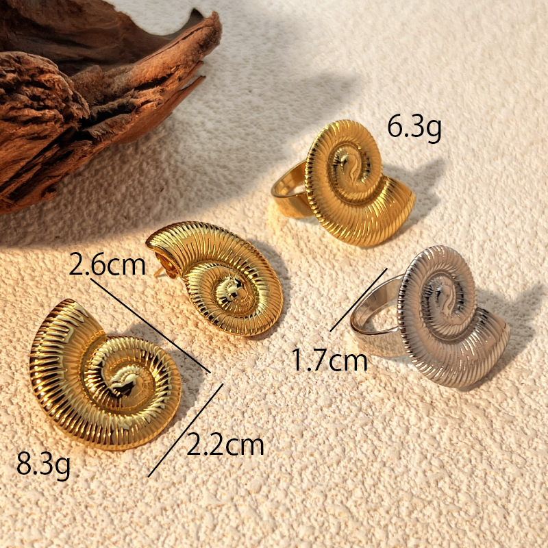 1 Piece Vacation Style Retro Marine Seashell Stainless Steel Gold Color Women's Adjustable Rings Picture5