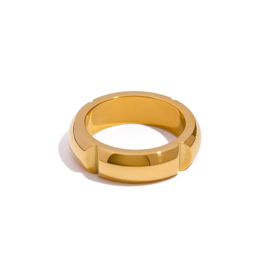 Anillos individuales de acero inoxidable dorados para mujer, serie simple, Europa y América, 1 pieza Imagen8