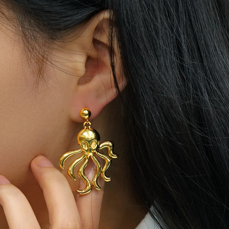1 Pair Classic Turtle Stainless Steel 18K Gold Plated Women Drop Earrings Picture4