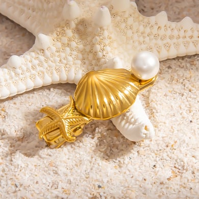 1 Piece Gorgeous Series All-match Vacation Conch Stainless Steel Gold Color Women's Hair Clips h5 Picture6