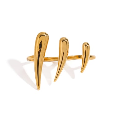 1 Piece Minimalist Series Punk Droplet Designable Stainless Steel Gold Color Women's Adjustable Rings h5 Picture6