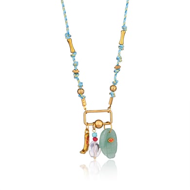 1 Piece Handcrafted Series Bohemian Hand Stainless Steel Gold Color Natural Stone Women's Pendant Necklaces h5 Picture10