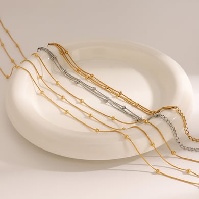 1 Stück Simple Series Tägliche ringförmige Edelstahl-Kettenarmbänder aus vergoldetem Edelstahl für Damen h5 Bild4