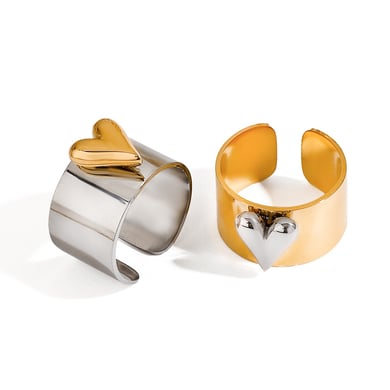 1 Paar Romantische Serie Ins Stil Herz Edelstahl Gold Farbe Überzogene Damen Verstellbare Ringe h5 Bild10