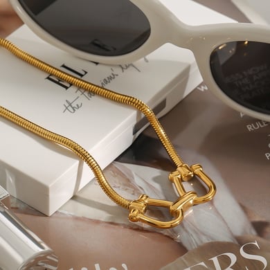 1 Piece Fashionable Series Original Design Line Stainless Steel Gold Color Women's Pendant Necklaces h5 Picture7