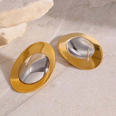 1 Pair Simple Series Casual Geometric Stainless Steel 18K Gold Plated Women Stud Earrings h5 Picture4