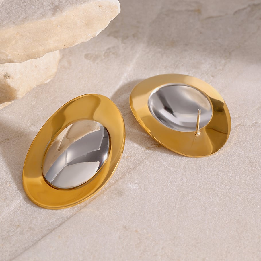 1 Pair Simple Series Casual Geometric Stainless Steel 18K Gold Plated Women Stud Earrings Picture4