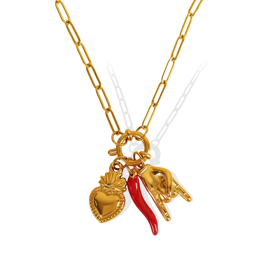 1 Piece Simple Series Retro Heart Stainless Steel 18K Gold Plated Women Pendant Necklaces Picture6
