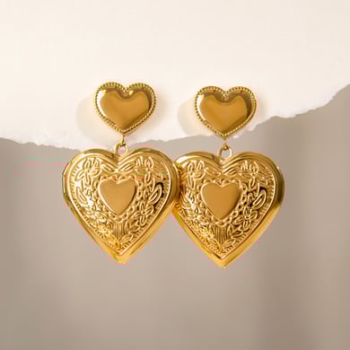1 Pair Luxurious Series Elegant Sweet Heart Shape Stainless Steel Gold Color Women's DIY Drop Earrings h5 Picture5