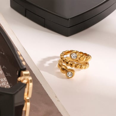 1 Paar einfache Serie elegante ringförmige Edelstahl 18 Karat vergoldet Strass Damen Einzelringe h5 Bild4