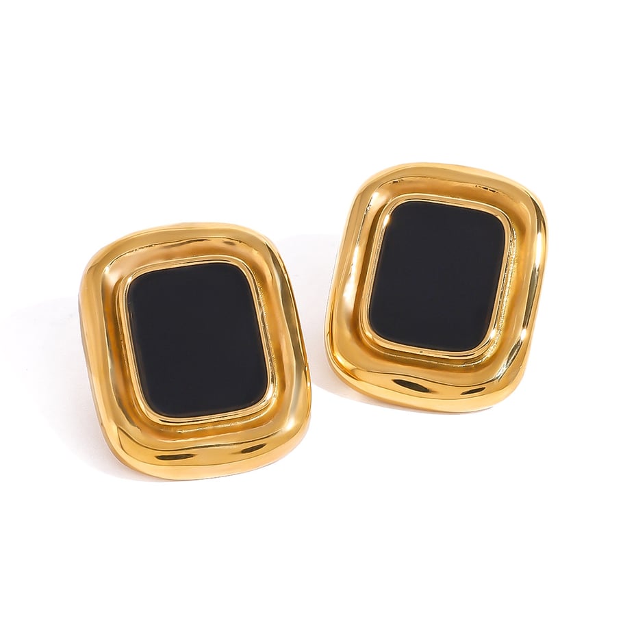 1 Paar Klassische Serie Einfache Geometrische Edelstahl 18K Vergoldete Damen Ohrstecker Bild5