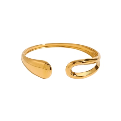 1 Piece Minimalist Series Classic Irregular Annular Stainless Steel Gold Color Women's Bangles h5 Picture10