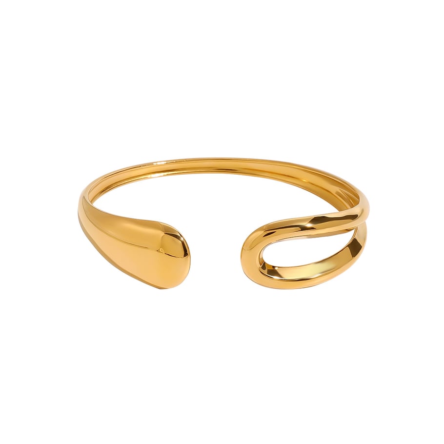 1 Piece Minimalist Series Classic Irregular Annular Stainless Steel Gold Color Women's Bangles Picture10