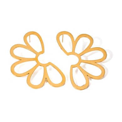 1 Pair Classic Retro Style Hollowed-out Flower Shape Stainless Steel 18K Gold Plated Women's Stud Earrings h5 Picture5