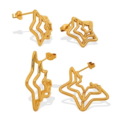 1 Pair Luxurious Series Retro Geometric Titanium Steel 18K Gold Color Plated Women's Stud Earrings h5 Picture6