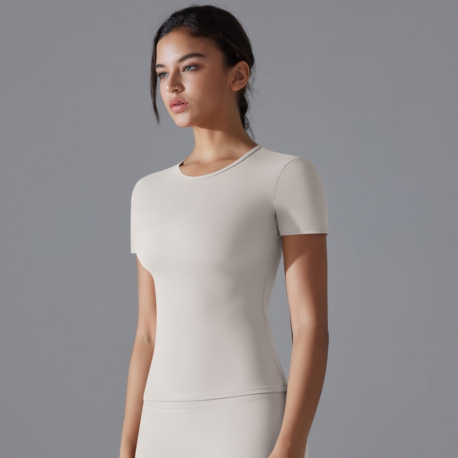 1 Piece High Elastic Skin Tight Breathable Yoga Short Sleeved Women's Sports T Shirt Picture8