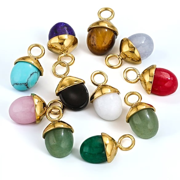 1 par de colgantes de piedras preciosas artificiales chapados en oro de 18 quilates con diseño geométrico retro de serie simple para mujer 2