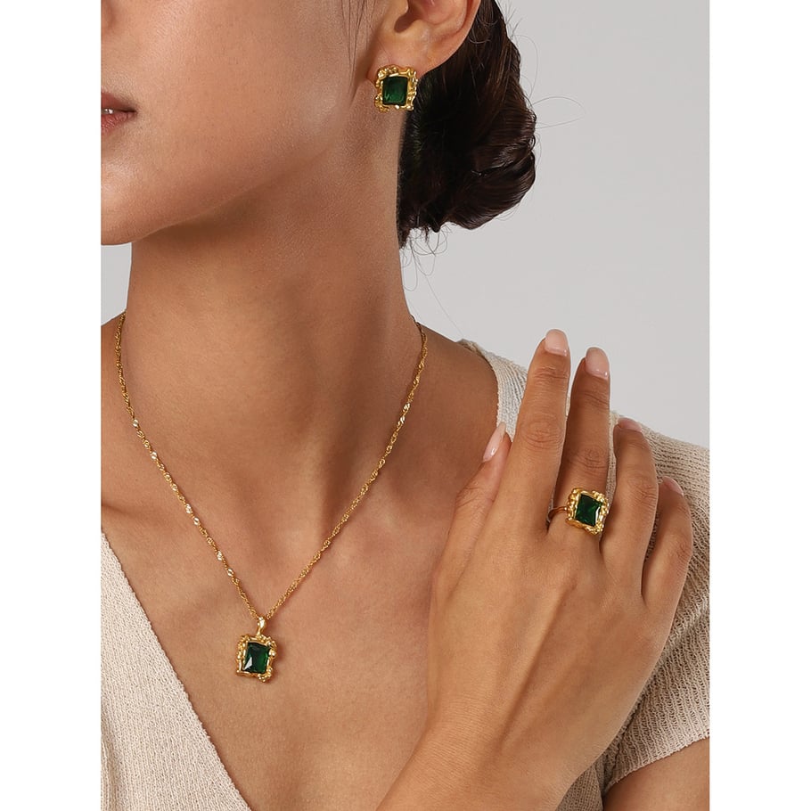 1 Stück Luxuriöse Serie Retro Viereck Edelstahl Gold Farbe Damen Anhänger Halsketten Bild7