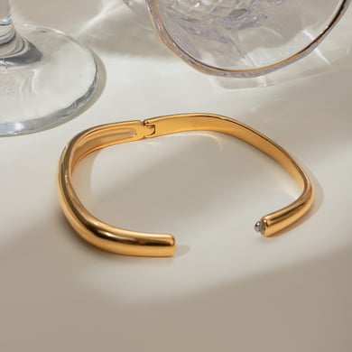 1 Piece Simple Style Square Shape Stainless Steel 18K Gold Plated Women's Bangles h5 Picture5
