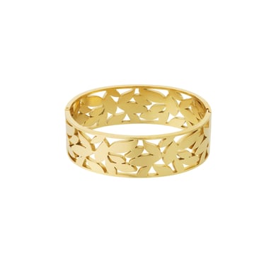 1 Piece Intricate Series Natural Leaves Stainless Steel Gold Color Women's Bangles h5 Picture7