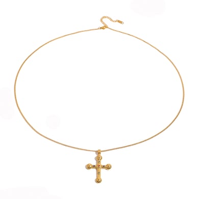 1 Piece Classic Series Europe and America Cross Stainless Steel 18K Gold Plated Rhinestone Women Pendant Necklaces h5 Picture7
