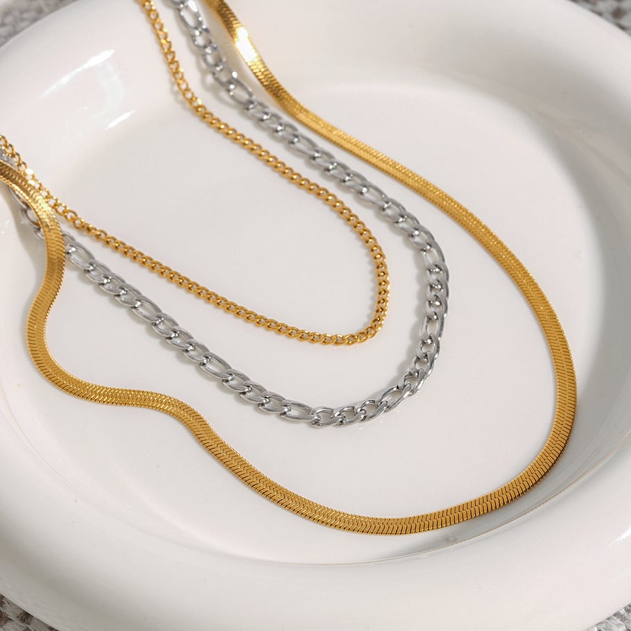 1 Piece Simple Series Charming Style Line Stainless Steel Gold & Silver Color Women's Layered Necklaces Picture7
