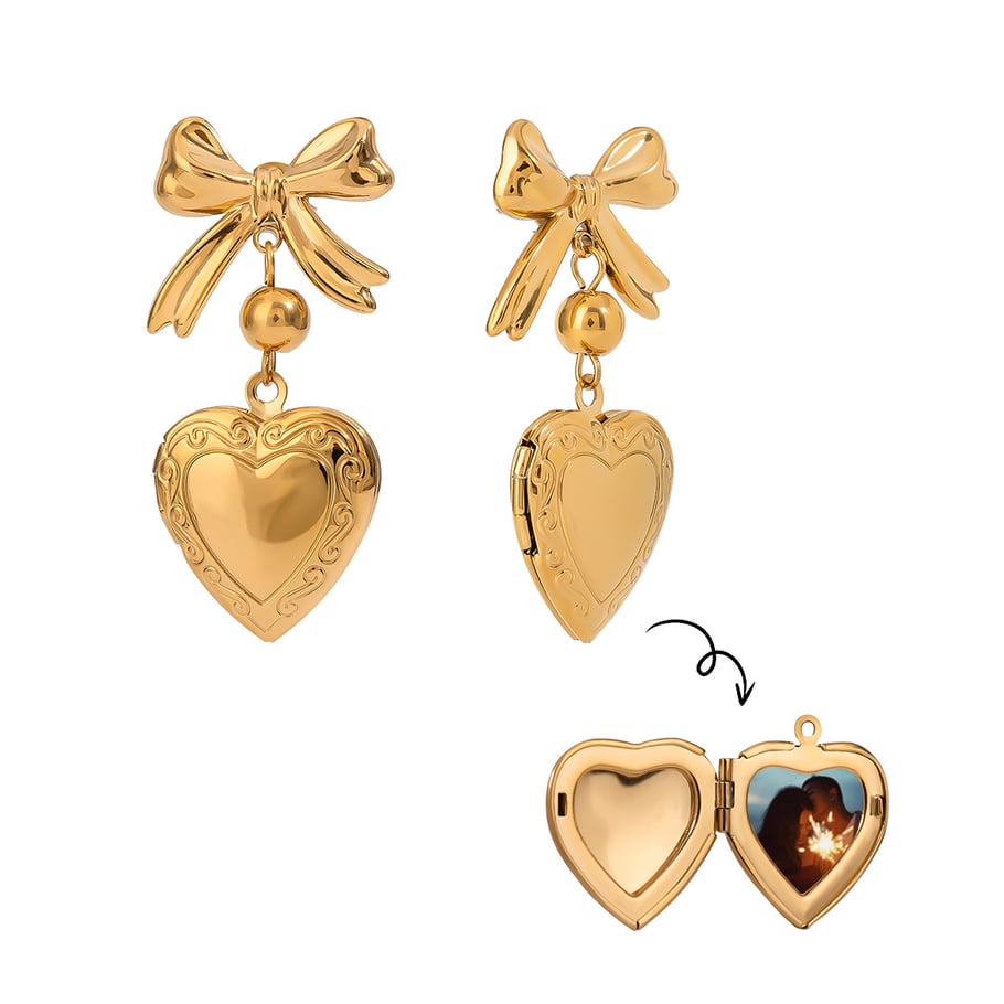 1 Pair Classic Series Elegant Sweet Bowknot Stainless Steel Gold Color Women's DIY Drop Earrings Picture6