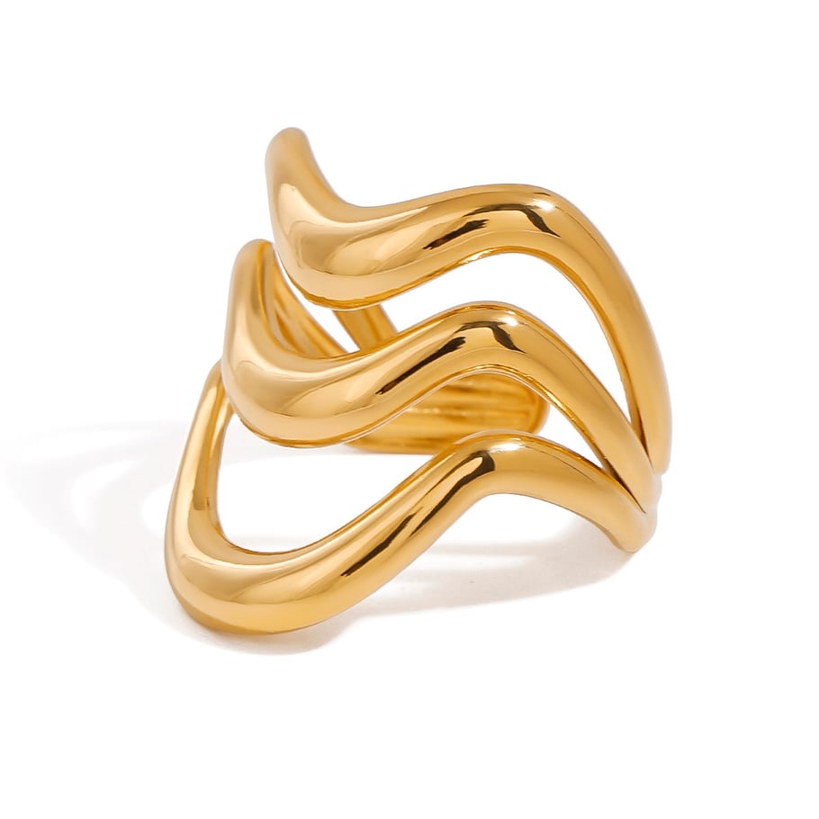 1 Piece Simple Series Casual Geometric Stainless Steel   Gold Color  Women's Adjustable Rings Picture7