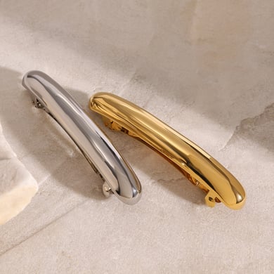 1 par de pinzas para el cabello para mujer, de acero inoxidable chapado en oro de 18 quilates, con diseño geométrico clásico de serie simple h5 Imagen3