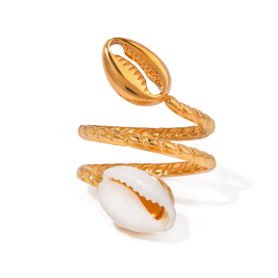 1 Pair Simple Series Vacation Turtle Stainless Steel 18K Gold Plated Shell Women Adjustable Rings Picture5
